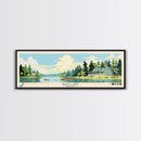 Bass Lake Indiana Framed Canvas Print, Panoramic Travel Poster, Midcentury Modern Wall Art, Pop Art, Nature Bedroom Decor, Lake House Art, Scenic Lake House