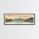 Burnsville Lake West Virginia Framed Canvas Print, Midcentury Modern Panoramic Wall Art, Living Room Decor, Pop Art, Travel Poster Art, Scenic Nature Painting