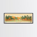 Canobie Lake New Hamphire Framed Canvas Print, Midcentury Modern Panoramic Wall Art, Living Room Decor, Pop Art, Travel Poster Art, Scenic Nature Painting