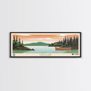 Canoe Lake Saskatchewan Framed Canvas Print, Midcentury Modern Panoramic Wall Art, Living Room Decor, Pop Art, Travel Poster Art, Scenic Nature Painting