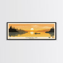 Clearwater Lake Missouri Framed Canvas Print, Pop Art Panoramic Travel Poster, Midcentury Modern, Wall Art, Scenic Nature Painting, Bedroom Decor, Living Room Art