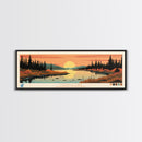 Colville Lake Northwest Territories Framed Canvas Print, Pop Art Panoramic Travel Poster, Bedroom Decor, Midcentury Modern, Wall Art, Scenic Lake House, Nature Art