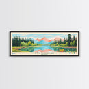 Emma Matilda Lake Wyoming Framed Canvas Print, Panoramic Wall Art, Midcentury Modern, Pop Art, Bedroom Decor, Travel Poster, Nature Painting