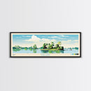 Enid Lake Mississippi Framed Canvas Print, Panoramic Art, Midcentury Modern, Pop Art, Living Room Decor, Travel Poster, Lake Painting
