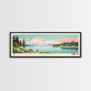 Flathead Lake Montana Framed Canvas Print, Panoramic Art, Midcentury Modern, Pop Art, Living Room Wall Art, Travel Poster, Lake View, Home Decor