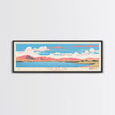 Fort Peck Lake Montana Framed Canvas Print, Panoramic Wall Art, Midcentury Modern, Pop Art, Bedroom Decor, Travel Poster, Nature Art, Artistic Decor