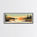 Georgetown Lake Montana Framed Canvas Print, Panoramic Wall Art, Midcentury Modern, Pop Art, Living Room Decor, Travel Poster, Nature Art, Lake House Art