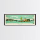 Kistigan Lake Manitoba Framed Canvas Print, Panoramic Wall Art, Midcentury Modern, Pop Art, Bedroom Decor, Travel Poster, Nature Decor