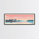 Lake Atsion New Jersey Framed Canvas Print, Panoramic Art, Midcentury Modern, Pop Art, Living Room Wall Art, Travel Poster, Lake House Decor