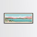 Lake Cachuma California Framed Canvas Print, Panoramic Art, Midcentury Modern, Pop Art, Living Room Wall Art, Travel Poster, Lake House Decor