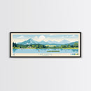 Lake Chatuge Georgia Framed Canvas Print, Panoramic Art, Midcentury Modern, Pop Art, Living Room Wall Art, Travel Poster, Lake House Decor