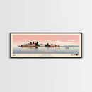 Lake Erie Ohio Pennsylvania Framed Canvas Print, Panoramic Art, Midcentury Modern, Pop Art, Living Room Wall Art, Travel Poster, Lake House Decor