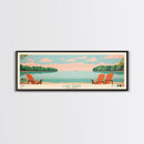 Lake Gerar Delaware Framed Canvas Print, Panoramic Wall Art, Midcentury Modern, Pop Art, Bedroom Decor, Travel Poster, Living Room Art