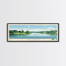 Lake Hopatcong New Jersey Framed Canvas Print, Panoramic Wall Art, Midcentury Modern, Pop Art, Lake House Decor, Travel Poster, Living Room Art