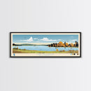 Lake Massapoag Massachusetts Framed Canvas Print, Panoramic Wall Art, Midcentury Modern, Pop Art, Living Room Decor, Travel Poster