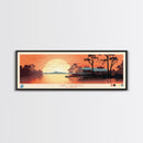 Lake Maurepas Louisiana Framed Canvas Print, Panoramic Wall Art, Midcentury Modern, Pop Art, Bedroom Art, Travel Poster, Lake House Decor