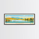 Lake Monomonac Massachusetts Framed Canvas Print, Panoramic Wall Art, Midcentury Modern, Pop Art, Bedroom Art, Travel Poster, Lake House Decor
