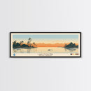 Lake Moultrie South Carolina Framed Canvas Print, Panoramic Wall Art, Midcentury Modern, Pop Art, Bedroom Art, Travel Poster, Lake House Decor