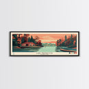 Lake Needwood Maryland Framed Canvas Print, Panoramic Wall Art, Midcentury Modern, Pop Art, Bedroom Art, Travel Poster, Lake House Decor