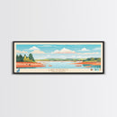Lake Poinsett South Dakota Framed Canvas Print, Panoramic Wall Art, Midcentury Modern, Pop Art, Bedroom Art, Travel Poster, Lake House Decor