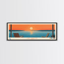 Lake Tawakoni Texas Framed Canvas Print, Panoramic Wall Art, Midcentury Modern, Pop Art, Bedroom Art, Travel Poster, Lake House Decor