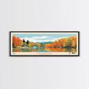 Lake Waramaug, Connecticut Panoramic Wall Art Framed Canvas Print, Midcentury Modern, Pop Art, Home Decor, Travel Poster, Living Room Art