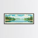 Lake Wentworth, New Hampshire Panoramic Wall Art Framed Canvas Print, Midcentury Modern, Pop Art, Home Decor, Travel Poster, Living Room Art