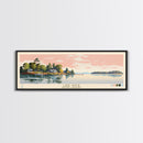 Lake Wylie, South Carolina Panoramic Wall Art Framed Canvas Print, Midcentury Modern, Pop Art, Home Decor, Travel Poster, Living Room Art