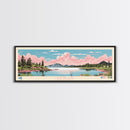 Leigh Lake, Wyoming Panoramic Wall Art Framed Canvas Print, Midcentury Modern, Pop Art, Home Decor, Travel Poster, Bedroom Art