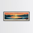 Merritt Reservoir, Nebraska Panoramic Wall Art Framed Canvas Print, Midcentury Modern, Pop Art, Home Decor, Travel Poster, Bedroom Art