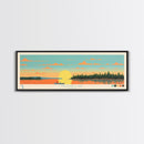 Milford Lake, Kansas Panoramic Wall Art Framed Canvas Print, Midcentury Modern, Pop Art, Home Decor, Travel Poster, Living Room Art