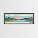 Mountain Lake, Virginia Framed Canvas Print, Panoramic Wall Art, Midcentury Modern, Pop Art, Home Decor, Travel Poster, Bedroom Art