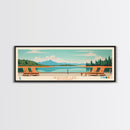 Newfound Lake, New Hampshire Framed Canvas Print, Panoramic Wall Art, Midcentury Modern, Pop Art, Home Decor, Travel Poster, Living Room Art