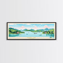Norris Lake, Tennessee Framed Canvas Print, Panoramic Wall Art, Midcentury Modern, Pop Art, Home Decor, Travel Poster, Living Room Art