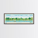 Olney Pond, Rhode Island Framed Canvas Print, Panoramic Wall Art, Midcentury Modern, Pop Art, Home Decor, Travel Poster, Living Room Art
