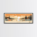 Pibel Lake, Nebraska Framed Canvas Print, Panoramic Wall Art, Midcentury Modern, Pop Art, Home Decor, Travel Poster, Bedroom Art