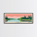 Red Deer Lake, Manitoba Framed Canvas Print, Panoramic Travel Poster, Midcentury Modern Art, Wall Decor, Pop Art, Home Decoration