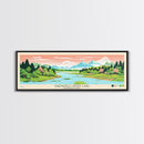 Shenango River Lake, Pennsylvania Framed Canvas Print, Panoramic Travel Poster, Midcentury Modern Art, Wall Art, Pop Art, Home Decoration