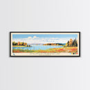 Smallwood Michikamau Lake, New Brunswick Framed Canvas Print, Lake House Art, Midcentury Modern Decor, Pop Art, Travel Poster, Living Room Wall Art