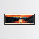 Ualik Lake, Alaska Framed Canvas Print, Lake House Decor, Midcentury Modern Art, Pop Art, Travel Poster, Living Room Wall Art