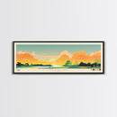 Waconda Lake, Kansas Framed Canvas Print, Panoramic Lake House Decor, Midcentury Modern Art, Pop Art, Travel Poster, Bedroom Wall Art