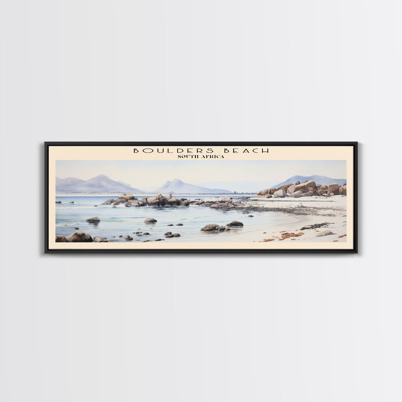 Boulders Beach COUNTRY Travel Poster Print, Framed Canvas Print, COUNTRY Travel Art, Wood Framed Art, Wall Hanging, Home Decor