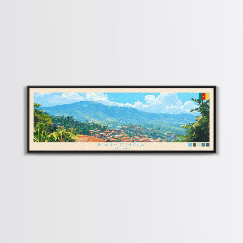 Bamenda, Cameroon Panoramic Travel Poster Canvas Print, Bamenda, Cameroon Painting, Cameroon Art, Bamenda Panoramic Travel Art, Travel Painting