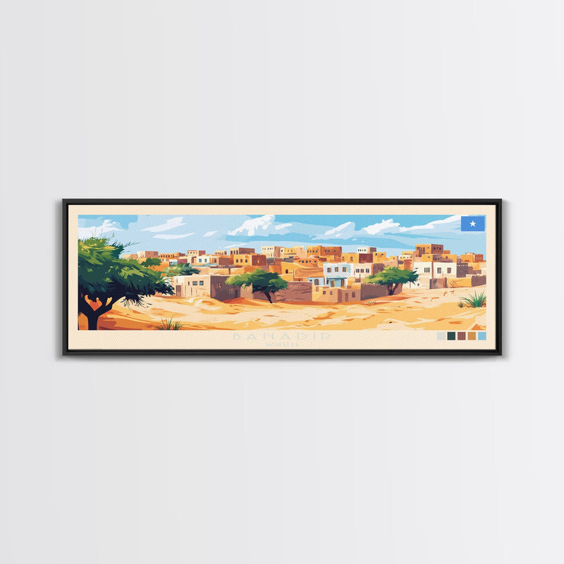 Banadir, Somalia Panoramic Travel Poster Canvas Print, Banadir, Somalia Painting, Somalia Art, Banadir Travel Art, Guest Room Painting