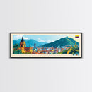 Bogota, Colombia Travel Poster Panoramic Canvas Print, Bogota, Colombia Painting, Colombia Art, Bogota Travel Art, Guest Room Painting