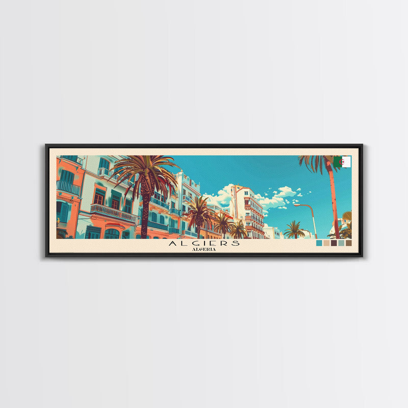 Algiers, Algeria Panoramic Canvas Print, Algiers, Algeria Painting, Algeria Art, Algiers Travel Poster, Travel Art, Guest Room Painting