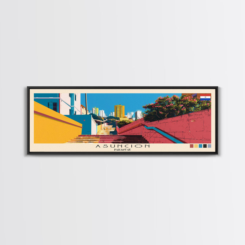 Asuncion, Paraguay Panoramic Canvas Print, Asuncion, Paraguay Painting, Paraguay Art, Asuncion Travel Poster, Travel Art, Living Room Painting