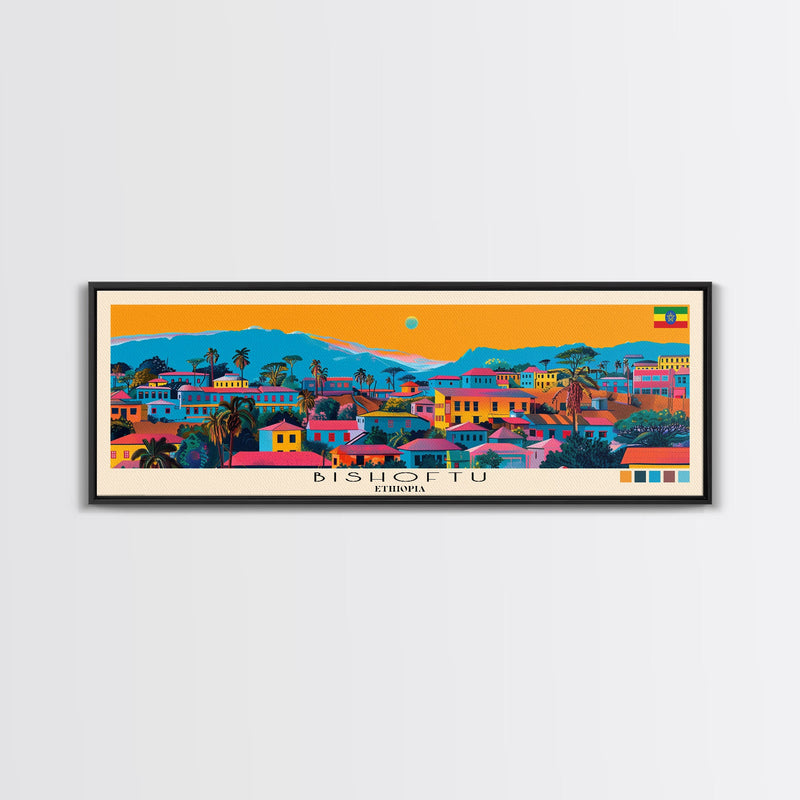 Bishoftu, Ethiopia Panoramic Canvas Print, Bishoftu, Ethiopia Painting, Ethiopia Art, Bishoftu Travel Poster, Travel Art, Vacation Gift