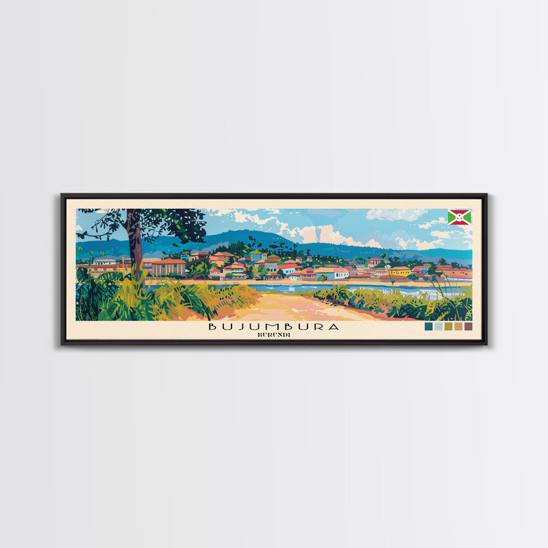 Bujumbura, Burundi Panoramic Canvas Print, Bujumbura, Burundi Painting, Burundi Art, Bujumbura Travel Poster, Travel Art, Vacation Gift