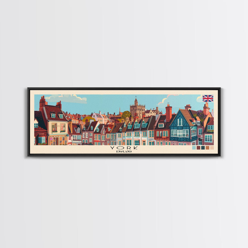 York, England Panoramic Canvas Print, York, England Painting, England Art, York Travel Poster, Travel Art, Vacation Gift